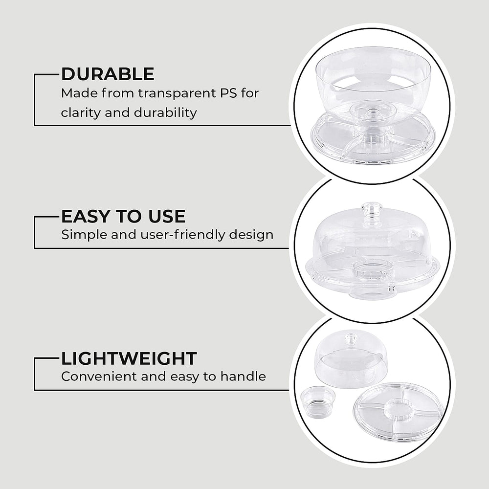 Multifunction Cake Stand With Pedestral Base & Transparent Dome Top (Size 31.5x31.5x16 cm)