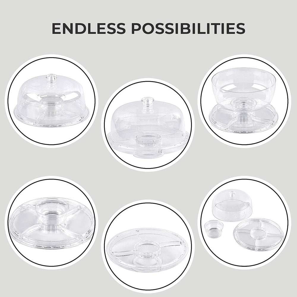 Multifunction Cake Stand With Pedestral Base & Transparent Dome Top (Size 31.5x31.5x16 cm)