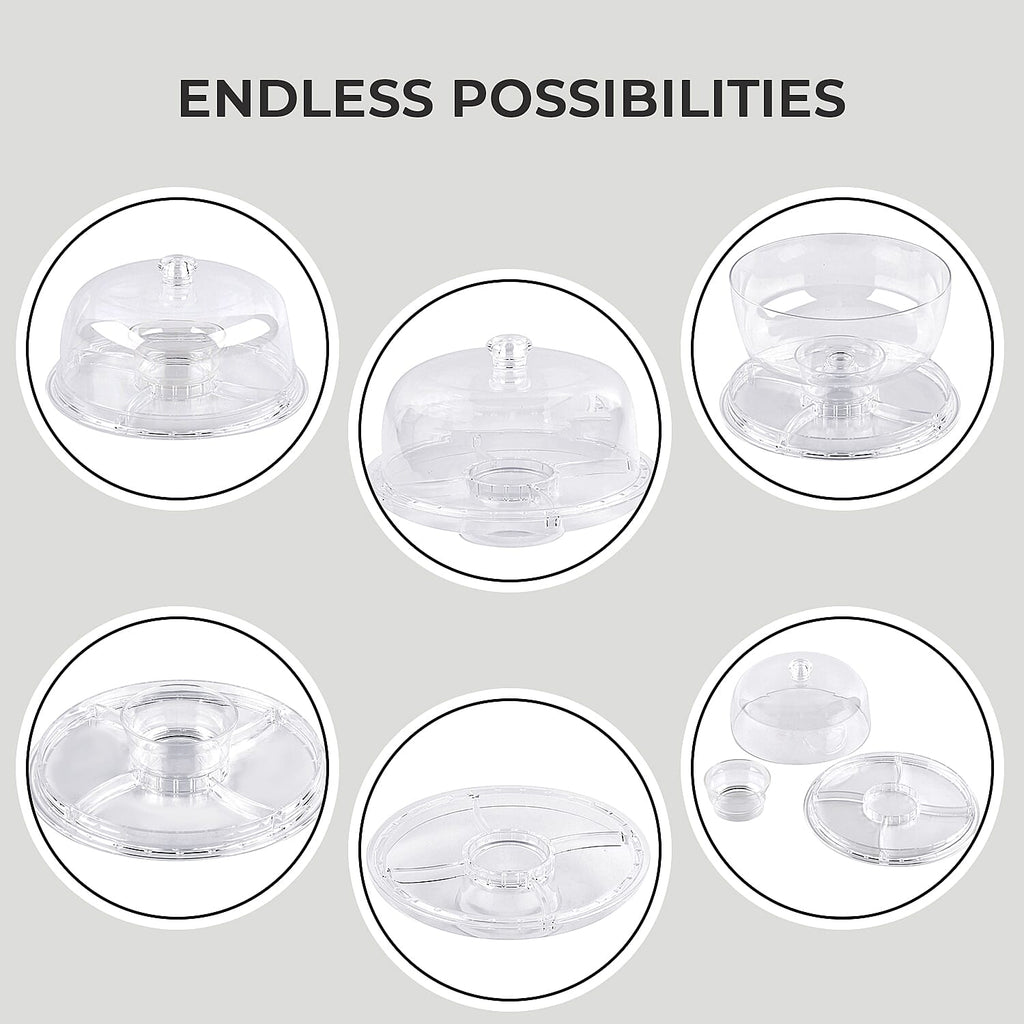 Multifunction Cake Stand With Pedestral Base & Transparent Dome Top (Size 31.5x31.5x16 cm)