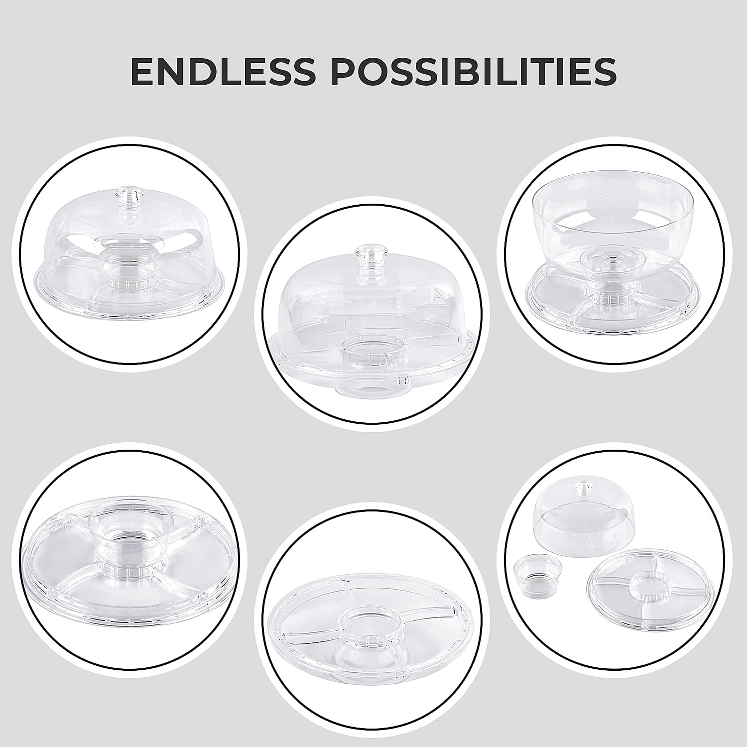 Multifunction Cake Stand With Pedestral Base & Transparent Dome Top (Size 31.5x31.5x16 cm)