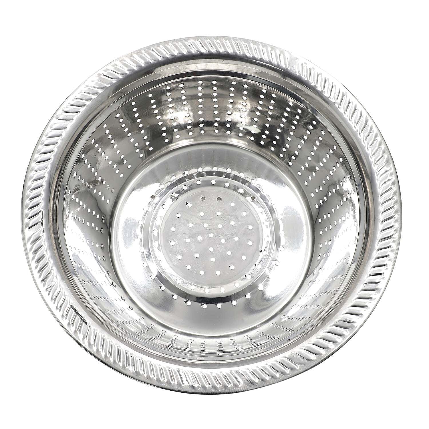 Set of 3 Stainless Steel Multifunctional Grating Basin (26 cm) - Silver