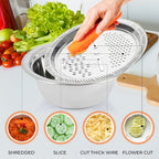 Set of 3 Stainless Steel Multifunctional Grating Basin (26 cm) - Silver