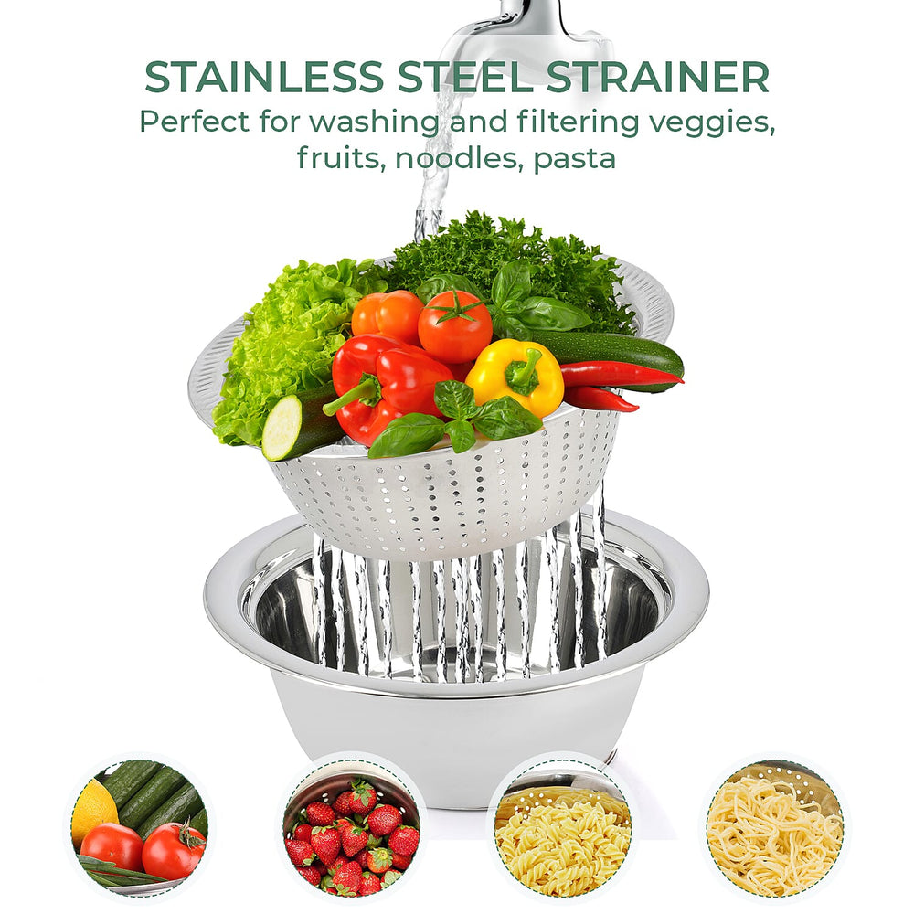 Set of 3 Stainless Steel Multifunctional Grating Basin (26 cm) - Silver