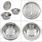 Set of 3 Stainless Steel Multifunctional Grating Basin (26 cm) - Silver