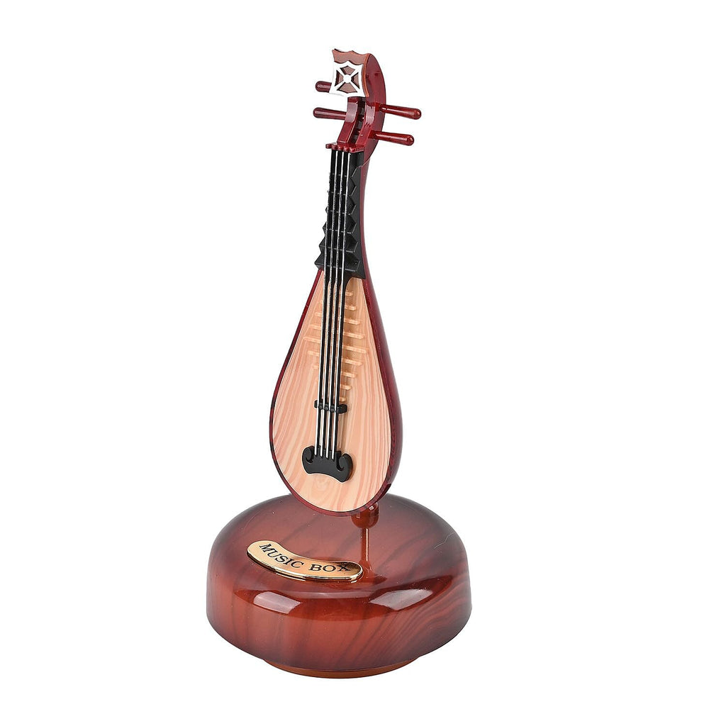 Lute Shape Mechanical Music Box - Brown