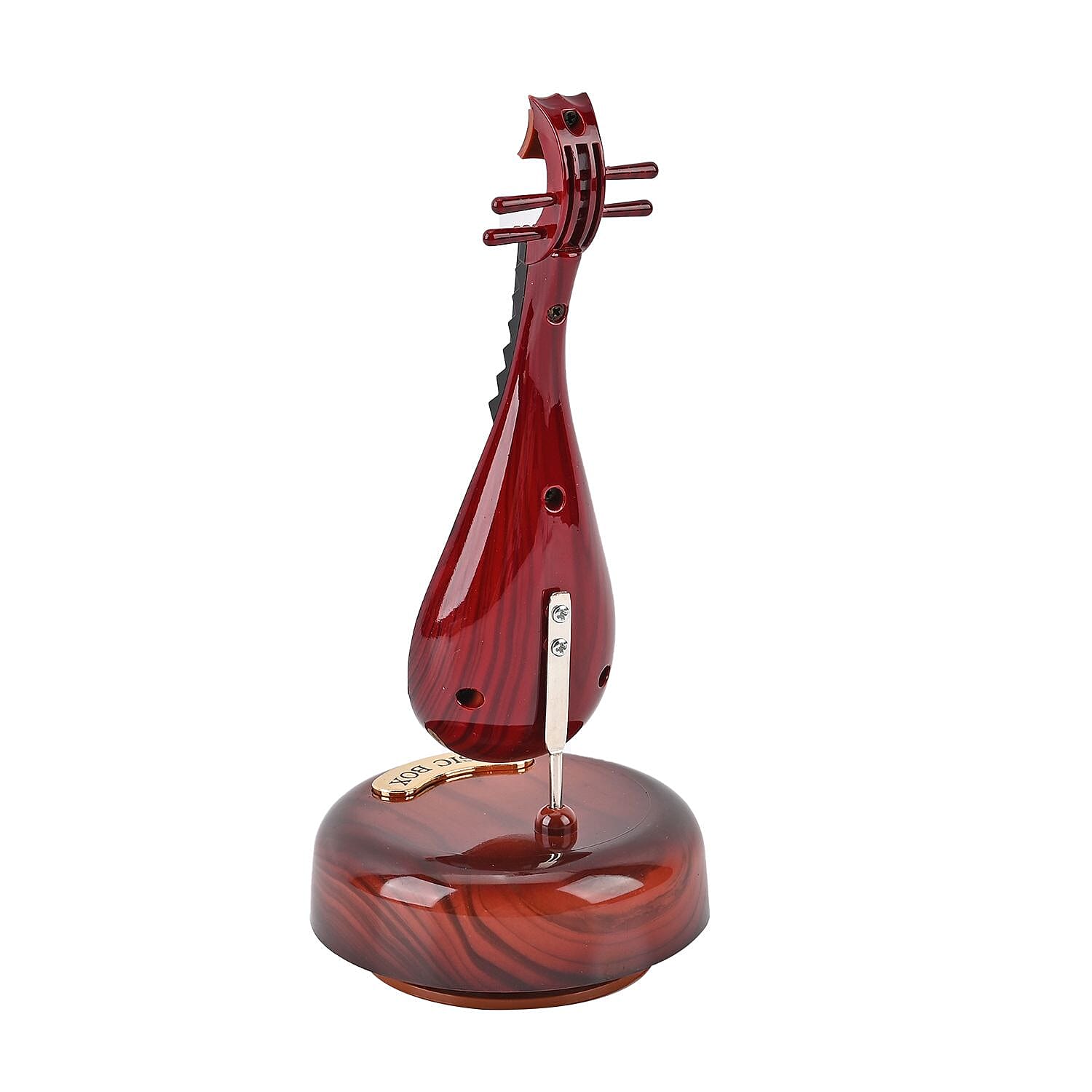 Lute Shape Mechanical Music Box - Brown