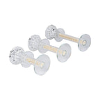 Set of 3 Glass Candle Holders - White Crystal