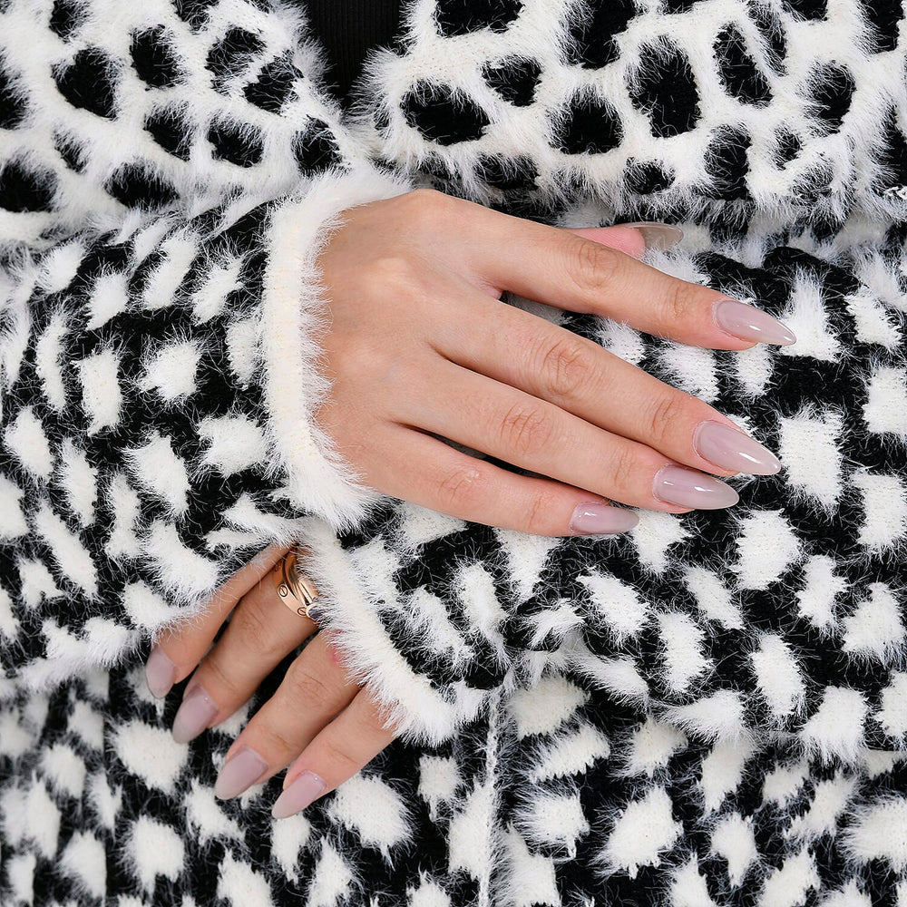 Leopard Pattern Long knitted Coatigan (Size 8 to 20) - Black and White