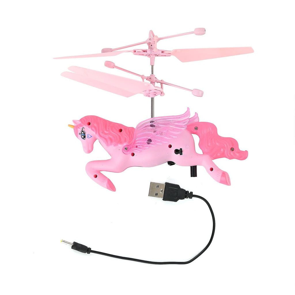 Sensitive Flying Unicorn With USB Cable - Colourful LED Light (Battery, 3.7v 75MAh (Incl. Electricity) - Pink