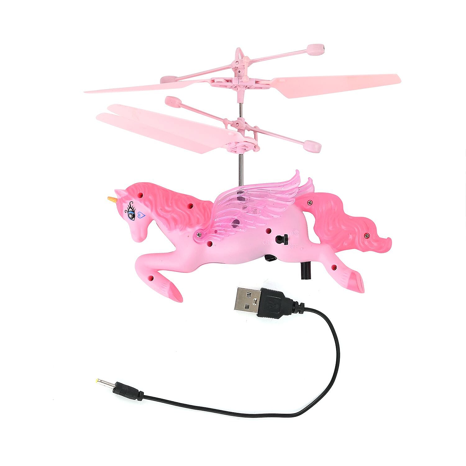Sensitive Flying Unicorn With USB Cable - Colourful LED Light (Battery, 3.7v 75MAh (Incl. Electricity) - Pink