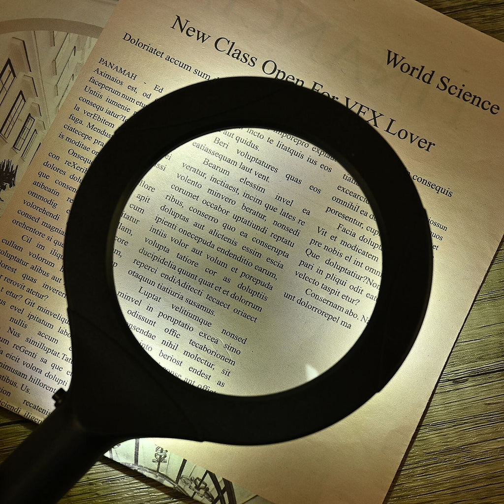 3 COB LED Powered Reading Magnifying Glass Lens 3X Reading (2 AA  Batteries, Not Incl.) - Black