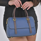 Genuine Leather Crossbody Bag With Shoulder Strap (126 cm) - Blue