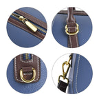 Genuine Leather Crossbody Bag With Shoulder Strap (126 cm) - Blue