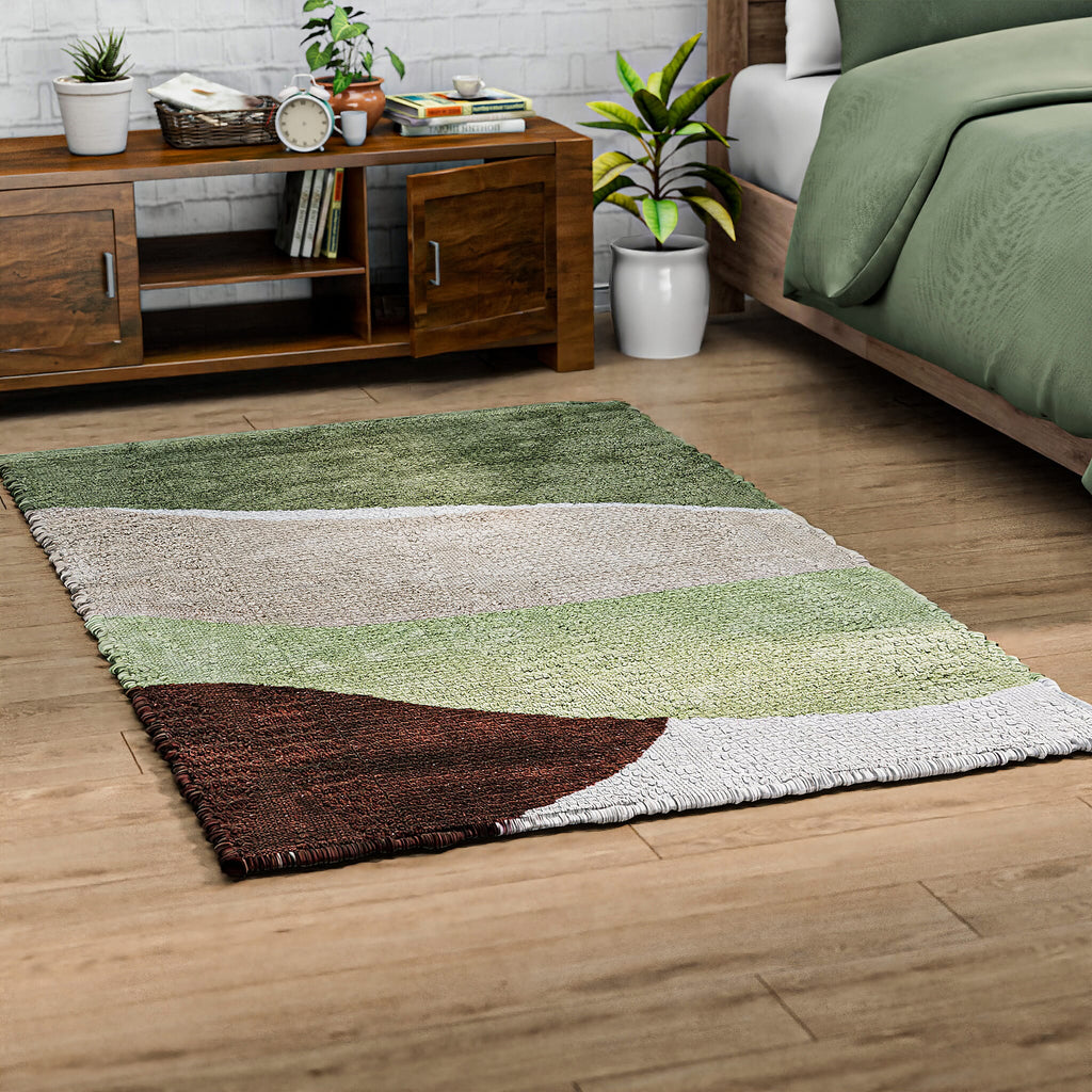 Handmade In India 100% Cotton Tufted Area Rug (Size 152 x 90 cm) - Multi