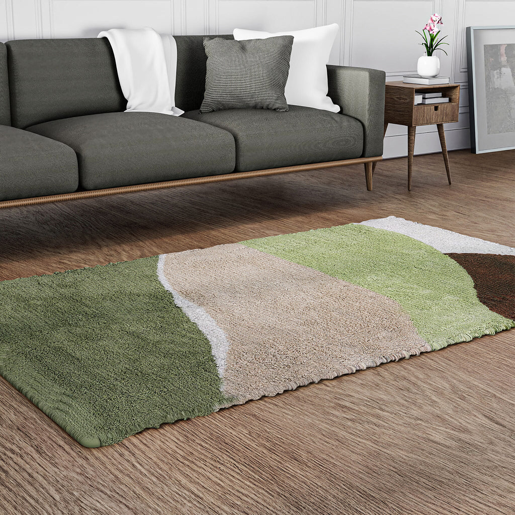 Handmade In India 100% Cotton Tufted Area Rug (Size 152 x 90 cm) - Multi