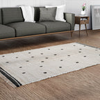 Handmade In India 100% Cotton Tufted Area Rug (Size 152 x 90 cm) - Cream