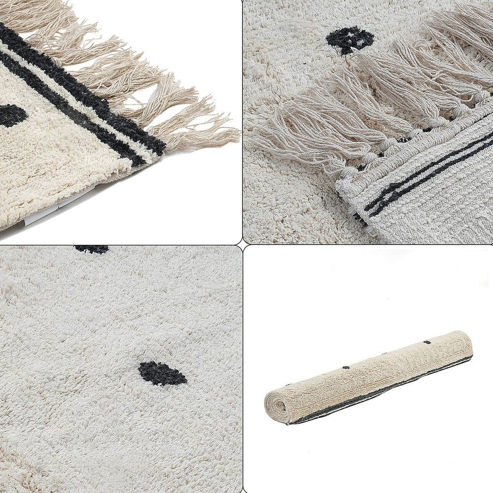 Handmade In India 100% Cotton Tufted Area Rug (Size 152 x 90 cm) - Cream