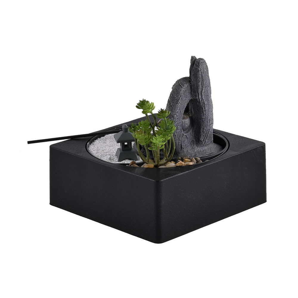 DIY - Cascading Buddha Fountain with LED Lights and USB Plug (Size 23x23x22 cm) - Grey