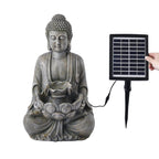 Solar Buddha with Lotus Flower Fountain & LED Light