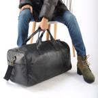 Vicenza CloseOut - 100% Genuine Leather Luggage Duffle Bag - Black