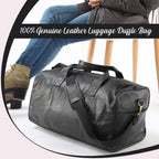 Vicenza CloseOut - 100% Genuine Leather Luggage Duffle Bag - Black