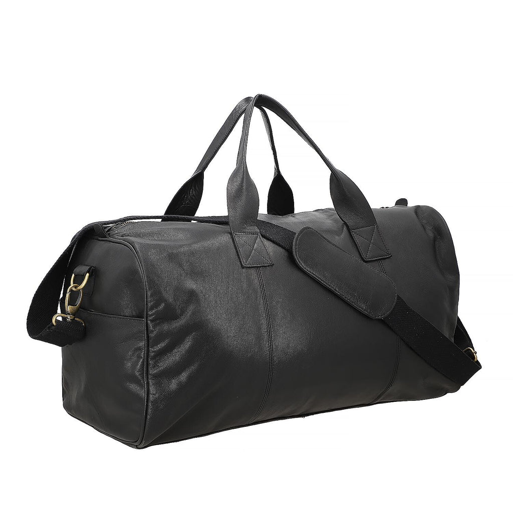 Vicenza CloseOut - 100% Genuine Leather Luggage Duffle Bag - Black