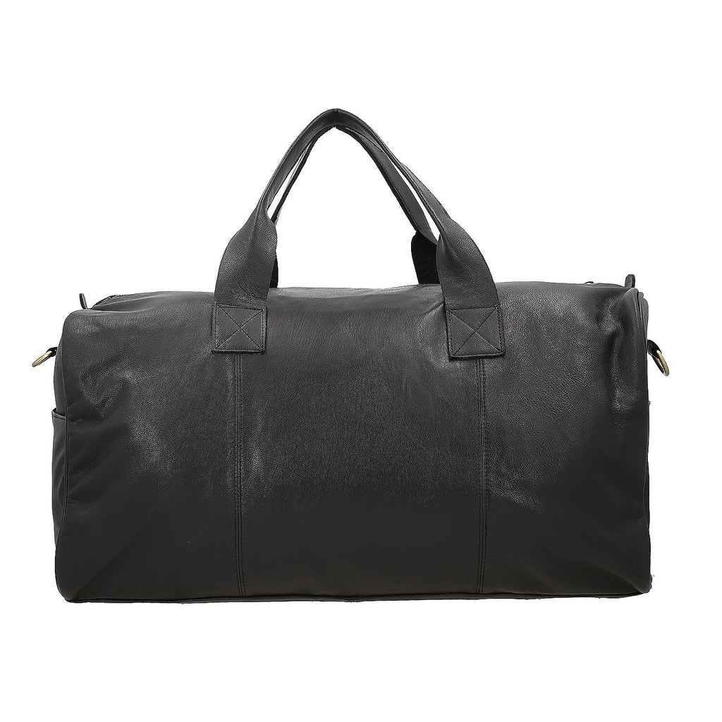 Vicenza CloseOut - 100% Genuine Leather Luggage Duffle Bag - Black