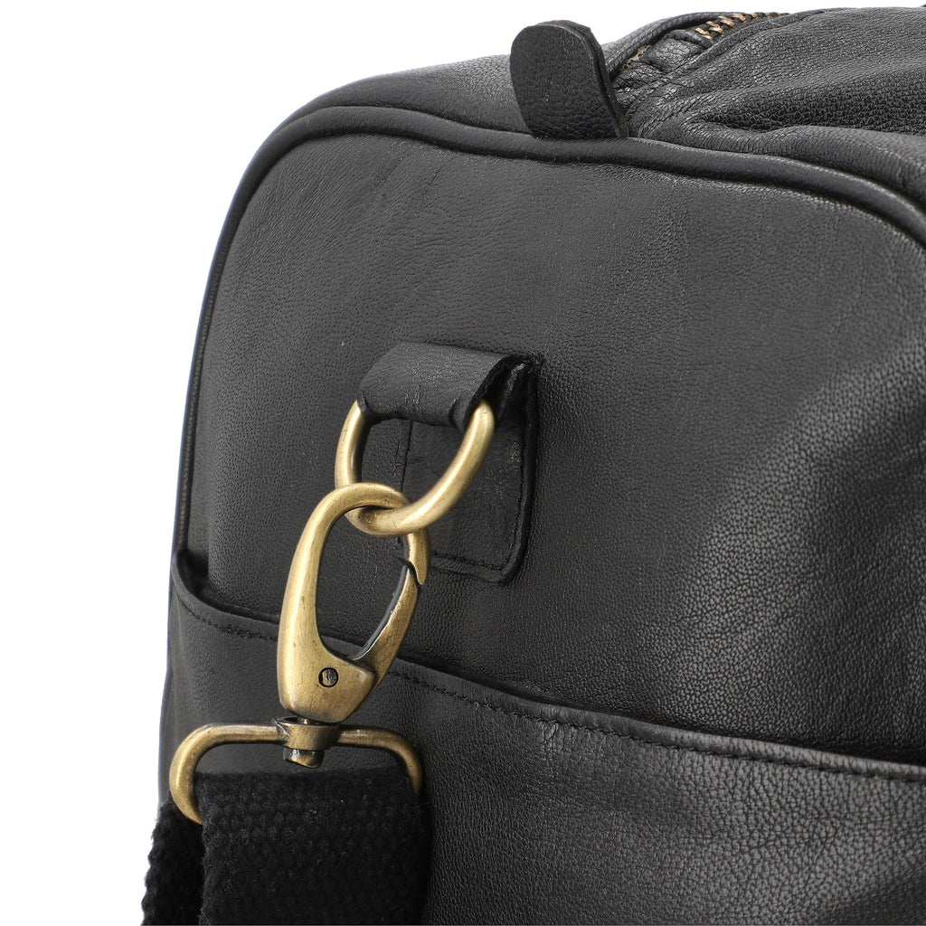 Vicenza CloseOut - 100% Genuine Leather Luggage Duffle Bag - Black