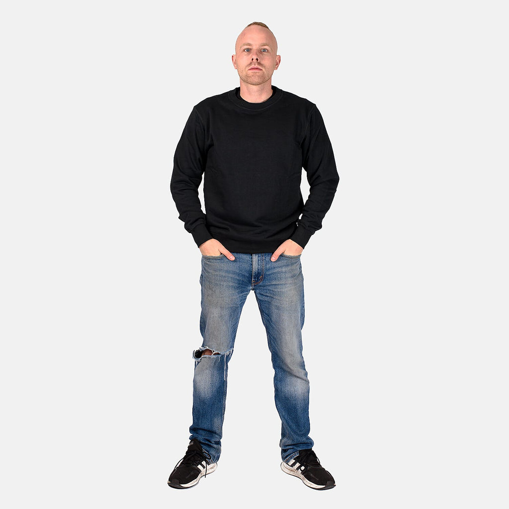 Mens Crew Neck Sweatshirt (Size L) - Black