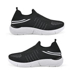 Stylish and Comfortable Non-Slip Breathable Knit Vented Trainers (Size UK 3) - Black & White