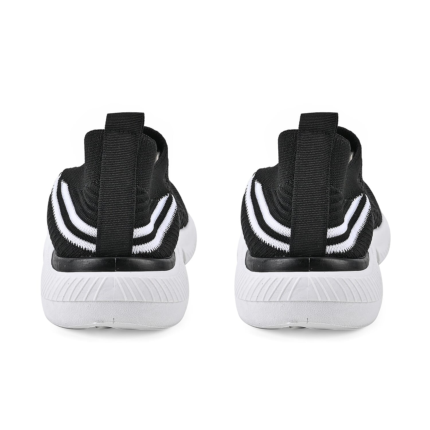 Stylish and Comfortable Non-Slip Breathable Knit Vented Trainers (Size UK 3) - Black & White