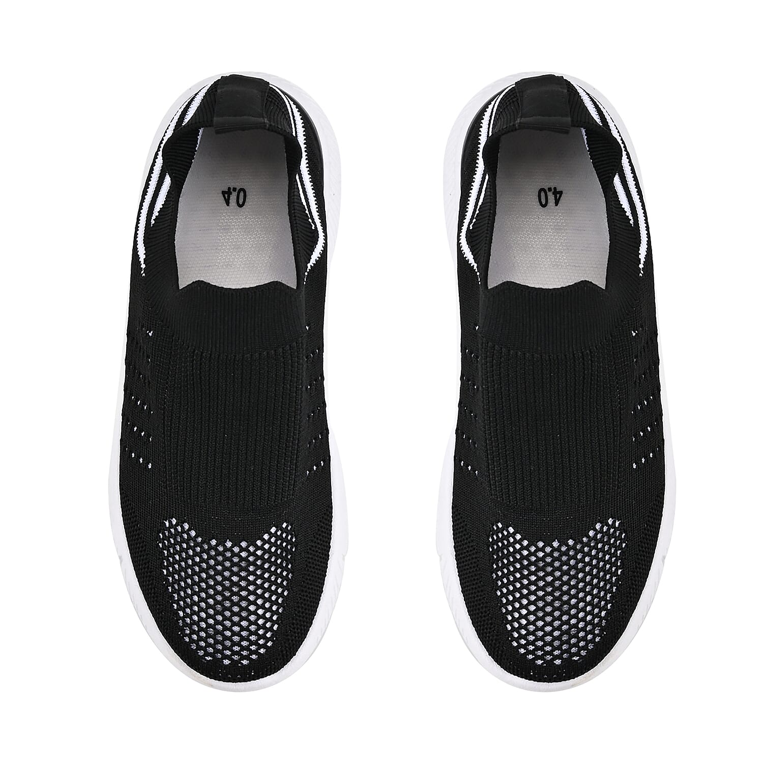 Stylish and Comfortable Non-Slip Breathable Knit Vented Trainers (Size UK 3) - Black & White