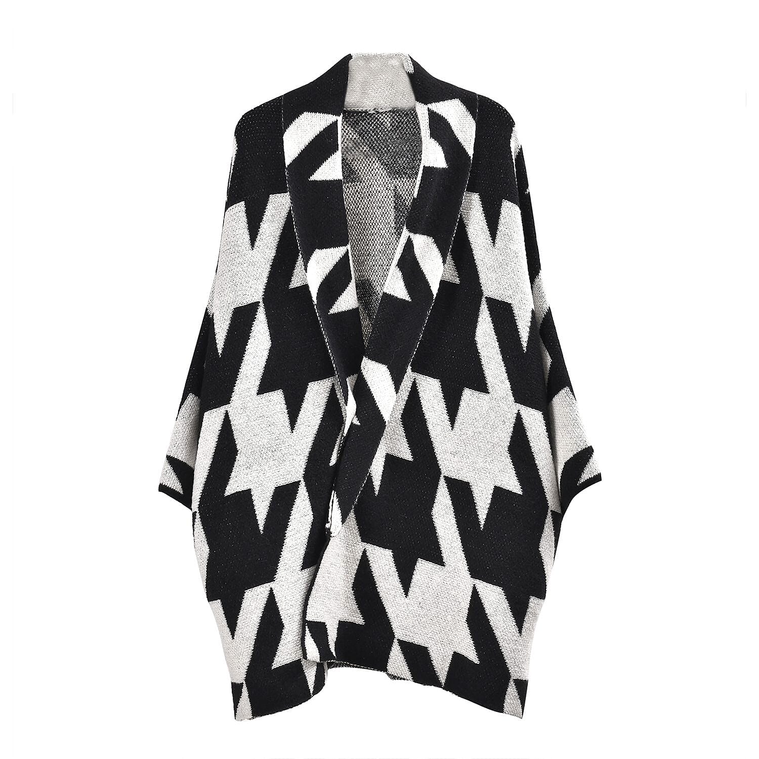 TAMSY Random Graph Grid Coatigan (One Size) - Black and White