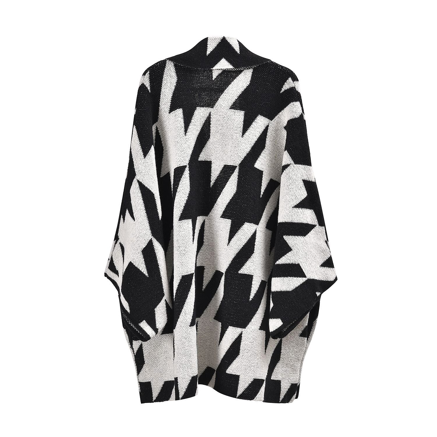 TAMSY Random Graph Grid Coatigan (One Size) - Black and White