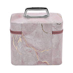 Set of 2 Marble Pattern Makeup Boxes (Size Large - Small) - Pink - Gold