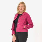 Tamsy Women Strech Cotton Twill Trucker Jacket (Size 18) - Purple