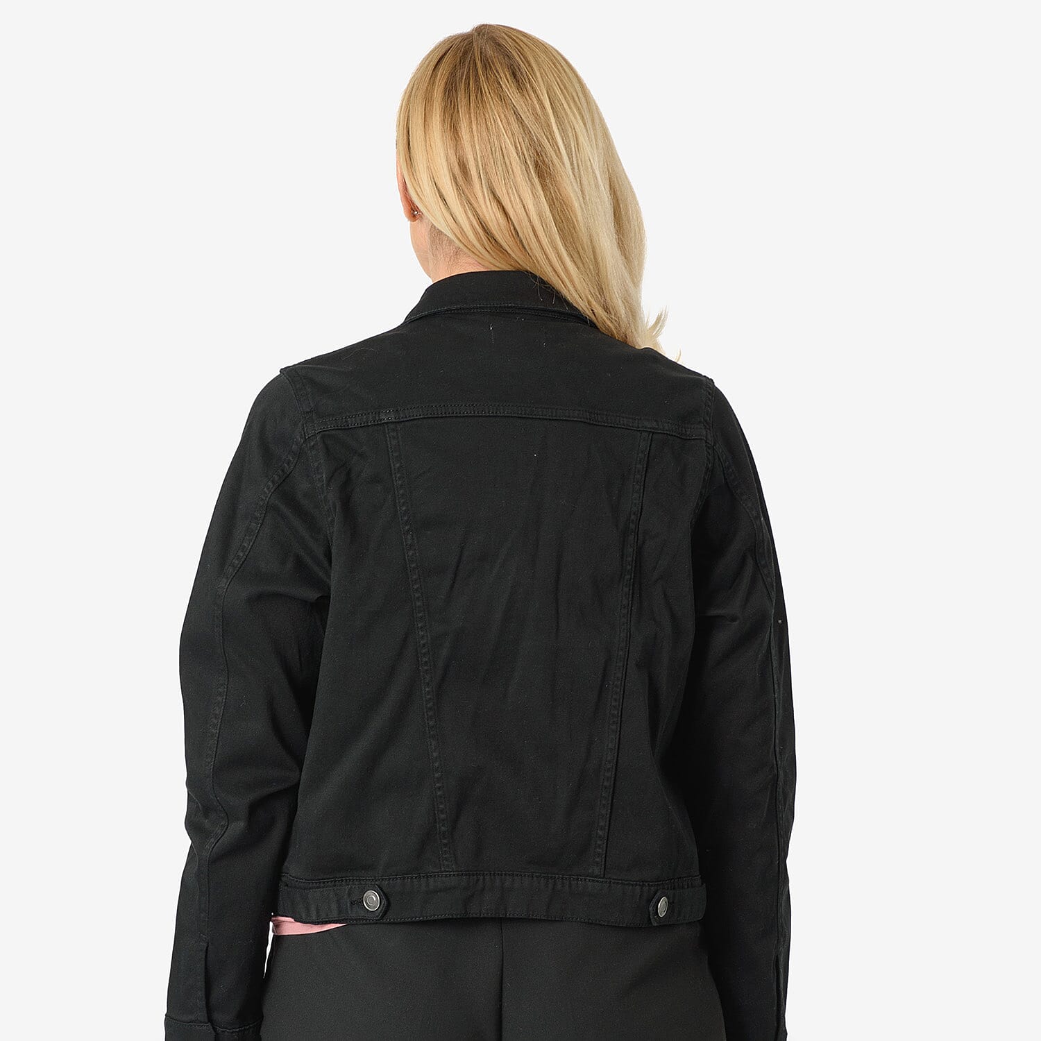 Tamsy Women Strech Cotton Twill Trucker Jacket (Size 20) - Black