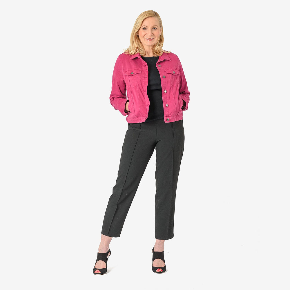 Tamsy Women Strech Cotton Twill Trucker Jacket (Size 24) - Purple