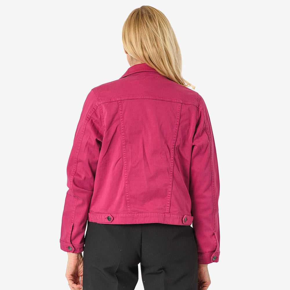 Tamsy Women Strech Cotton Twill Trucker Jacket (Size 24) - Purple