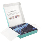 La Marey 100% Cashmere Printed Pashmina Woolen Scarf with Gift Box (Size 190x70cm) - Black & Blue