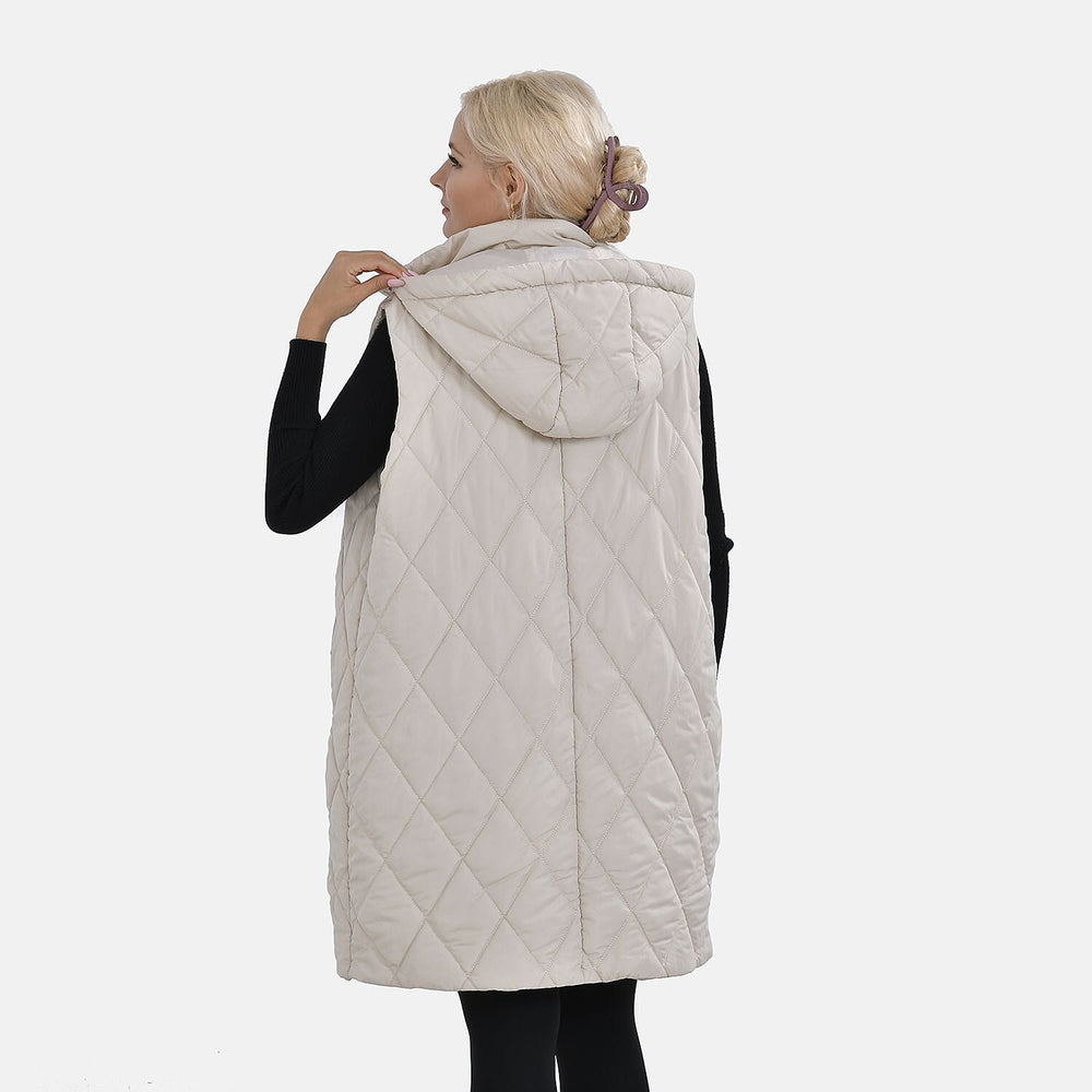 Tamsy Hoodie Puffer Gilet with 2 Side Pockets (Size S) - Beige