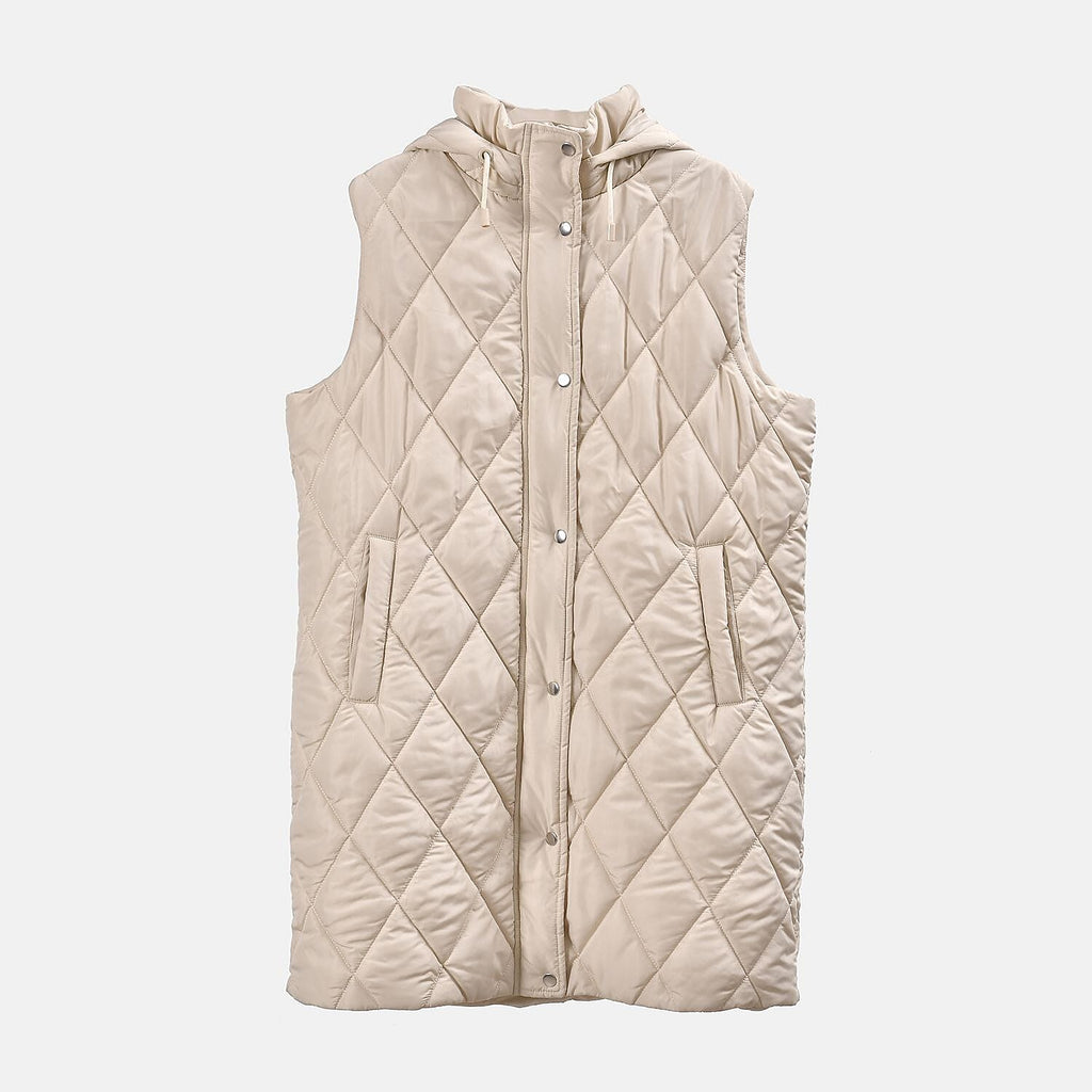Tamsy Hoodie Puffer Gilet with 2 Side Pockets (Size S) - Beige