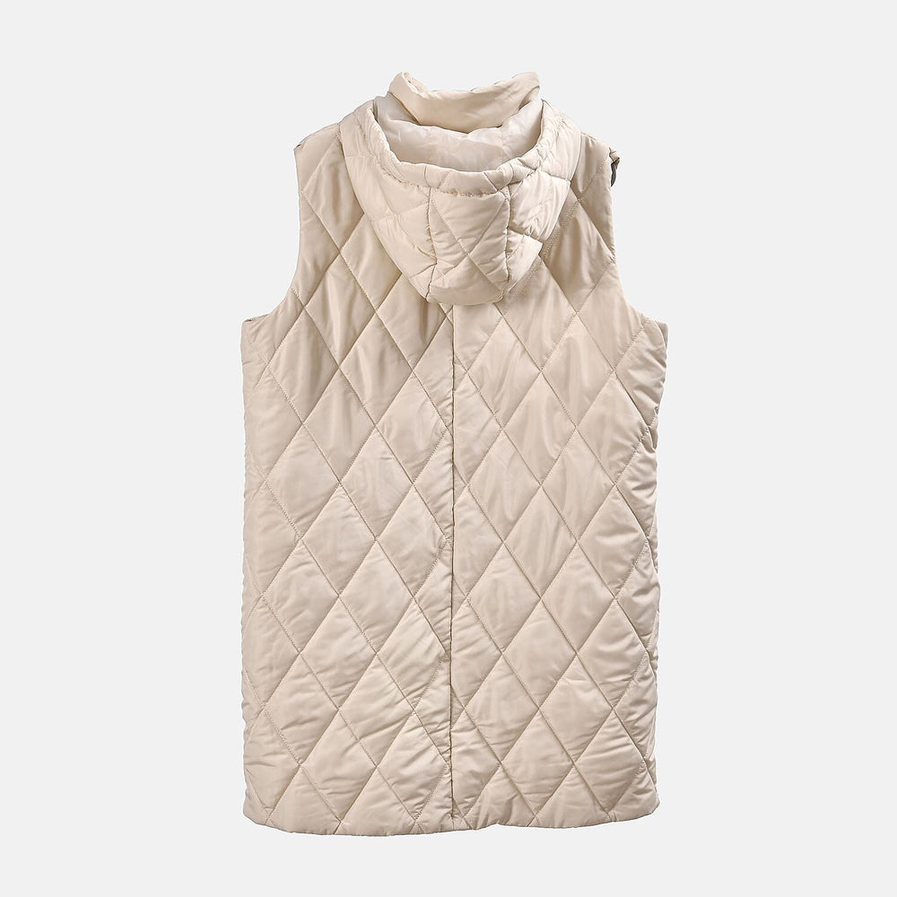 Tamsy Hoodie Puffer Gilet with 2 Side Pockets (Size S) - Beige