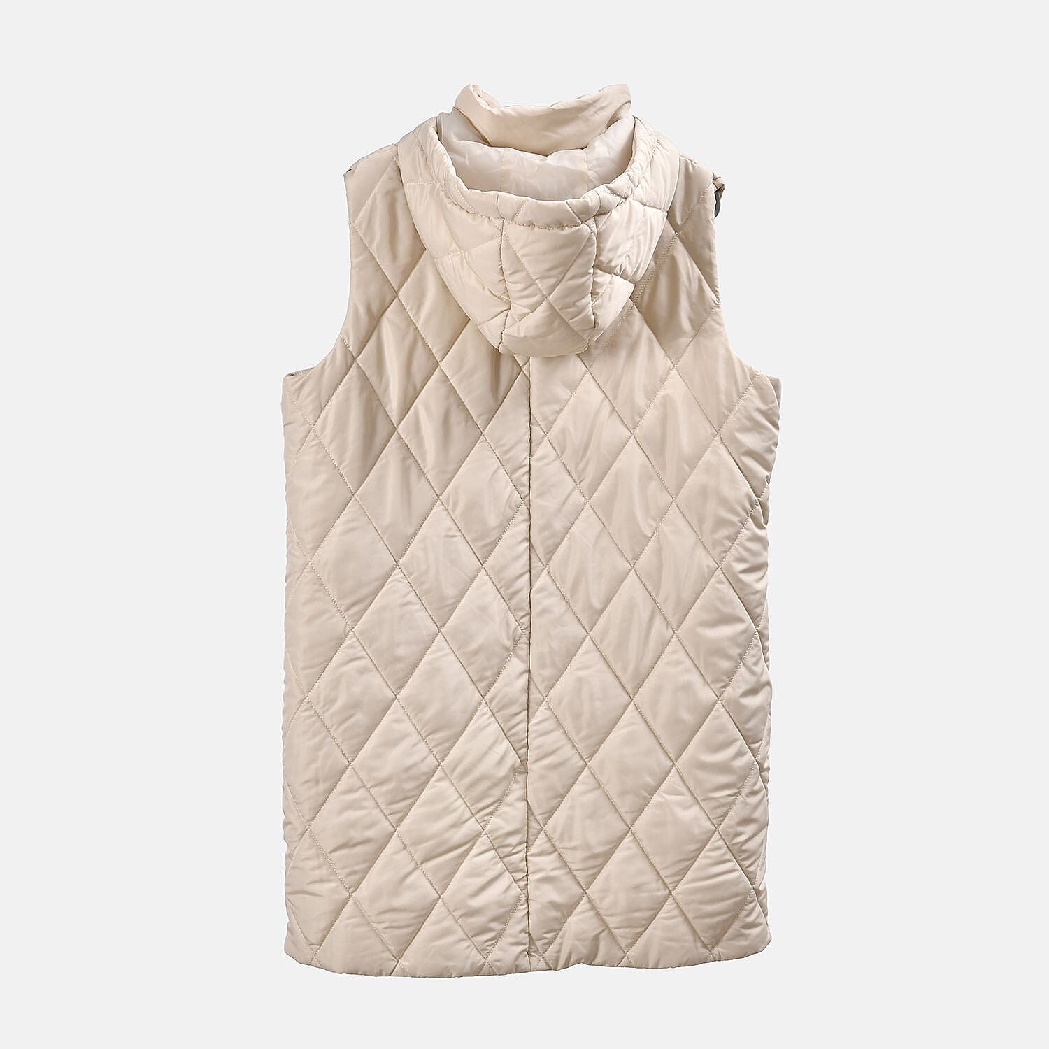 Tamsy Hoodie Puffer Gilet with 2 Side Pockets (Size S) - Beige