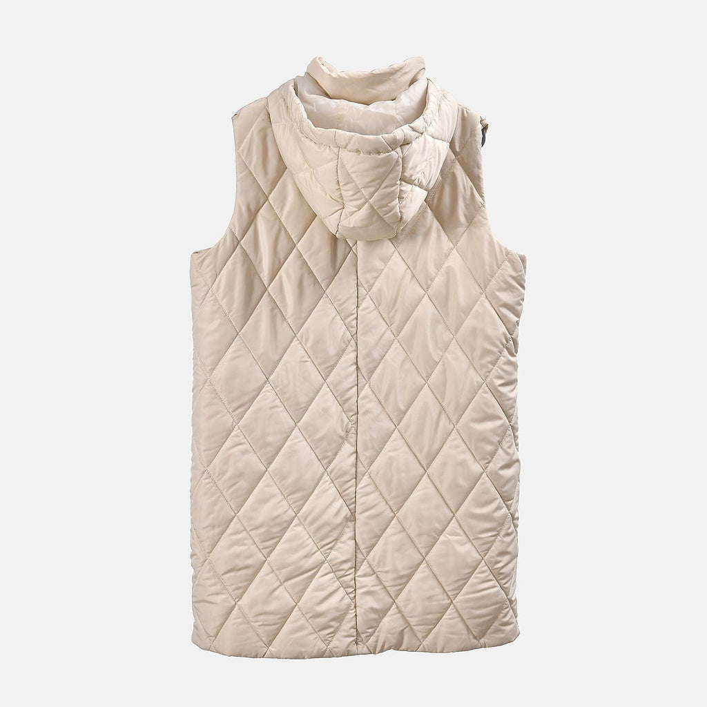 Tamsy Hoodie Puffer Gilet with 2 Side Pockets (Size XXL) - Beige