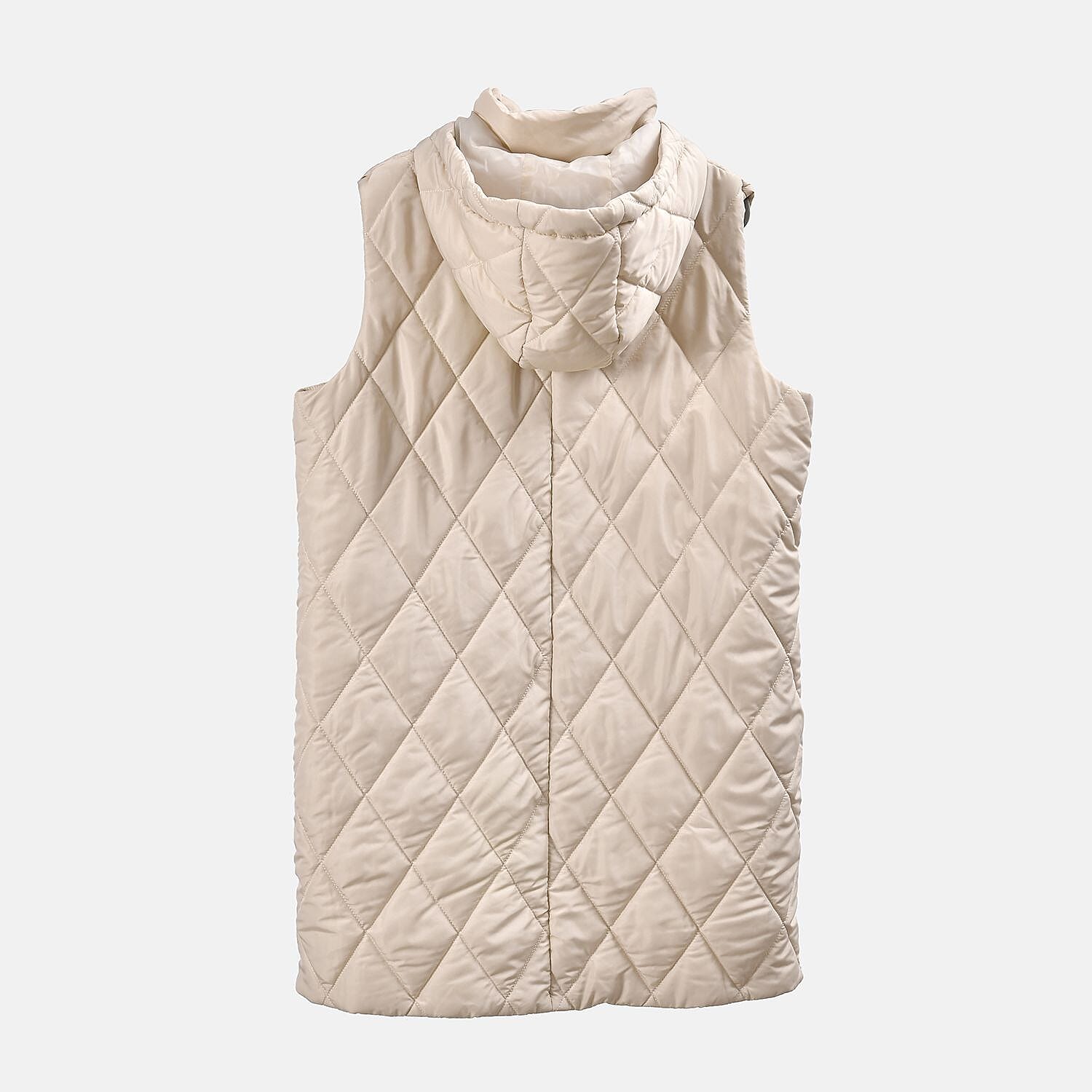 Tamsy Hoodie Puffer Gilet with 2 Side Pockets (Size XXL) - Beige