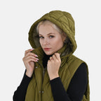 Tamsy Hoodie Puffer Gilet with 2 Side Pockets (Size S) - Green