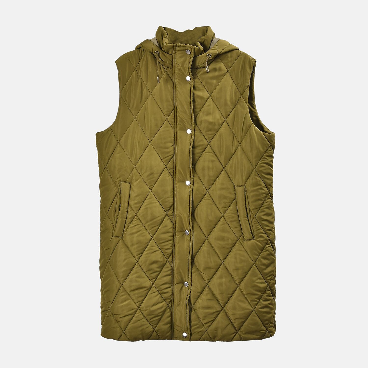 Tamsy Hoodie Puffer Gilet with 2 Side Pockets (Size S) - Green