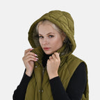 Tamsy Hoodie Puffer Gilet with 2 Side Pockets (Size M) - Green