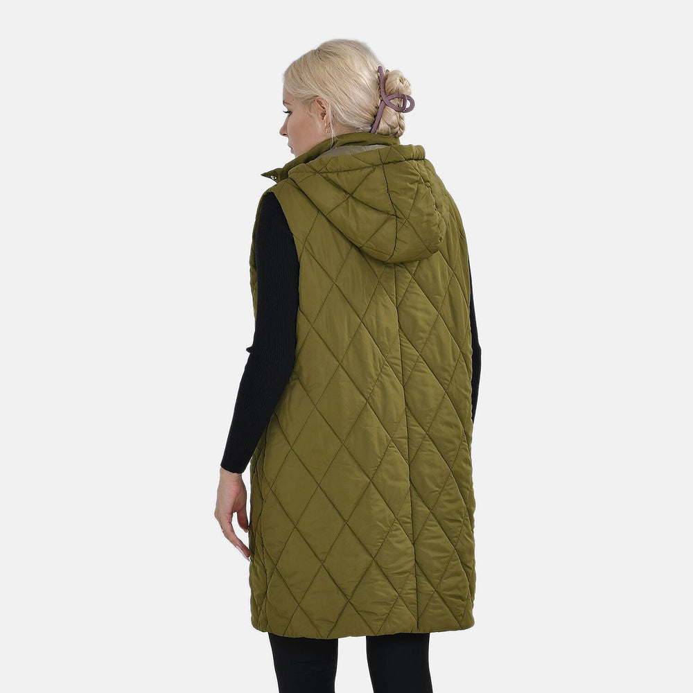 Tamsy Hoodie Puffer Gilet with 2 Side Pockets (Size XXL) - Green